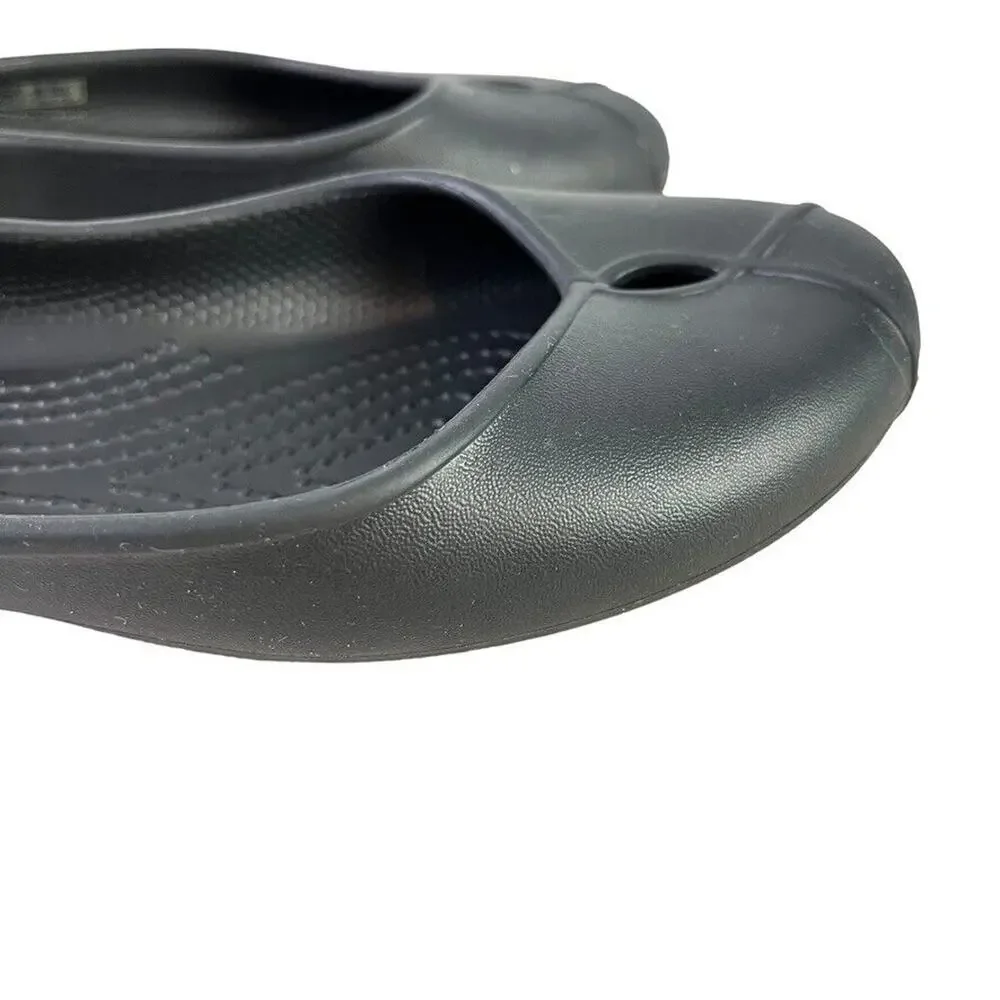 Crocs Olivia Womens Solid Black Slingback Flats Round Closed Toe Shoes sz 7